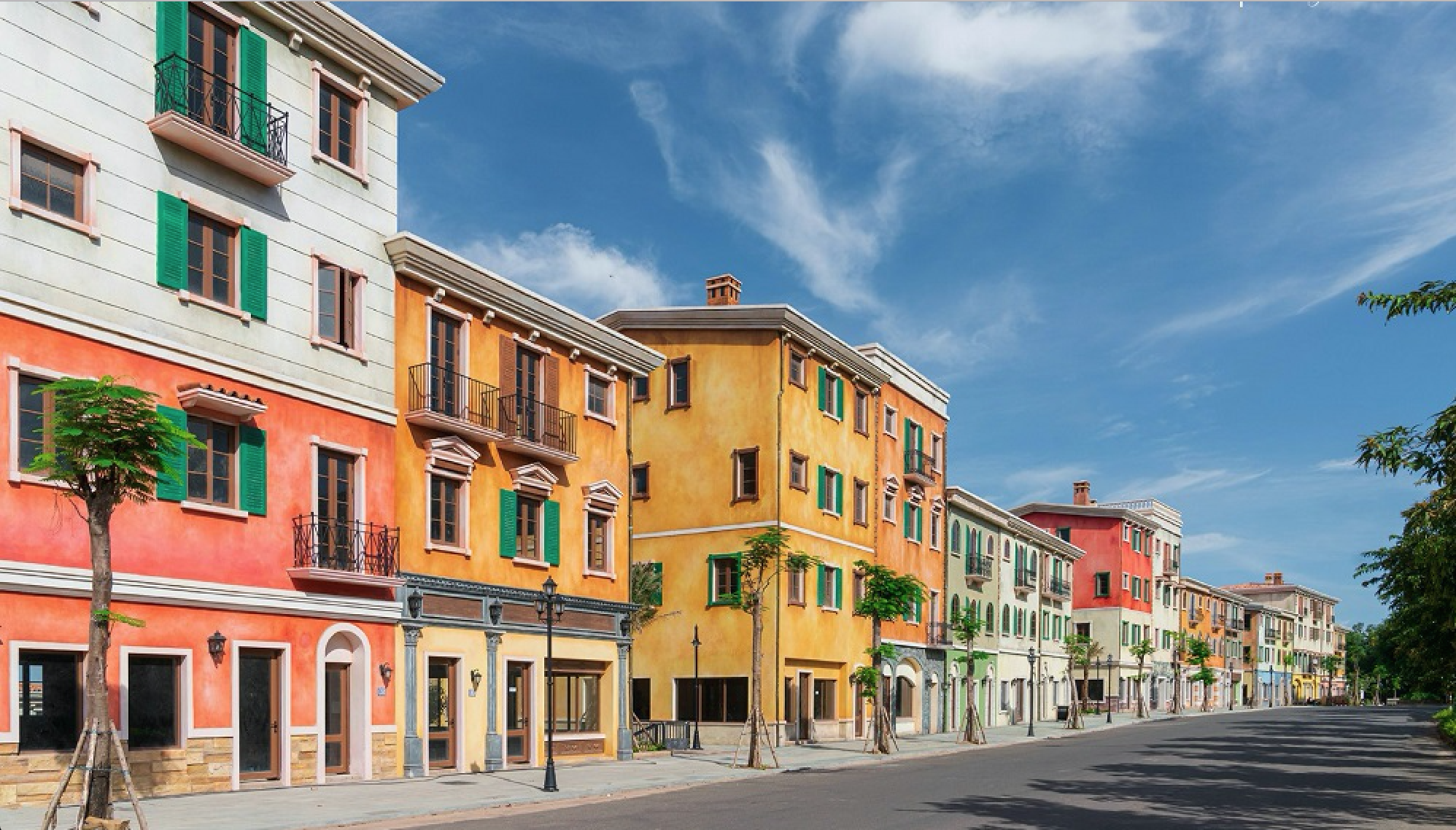 Hình ảnh thực tế Shophouse Địa Trung Hải dãy Amalfi trên đường đến ga cáp treo đi Hòn Thơm - Ảnh 2