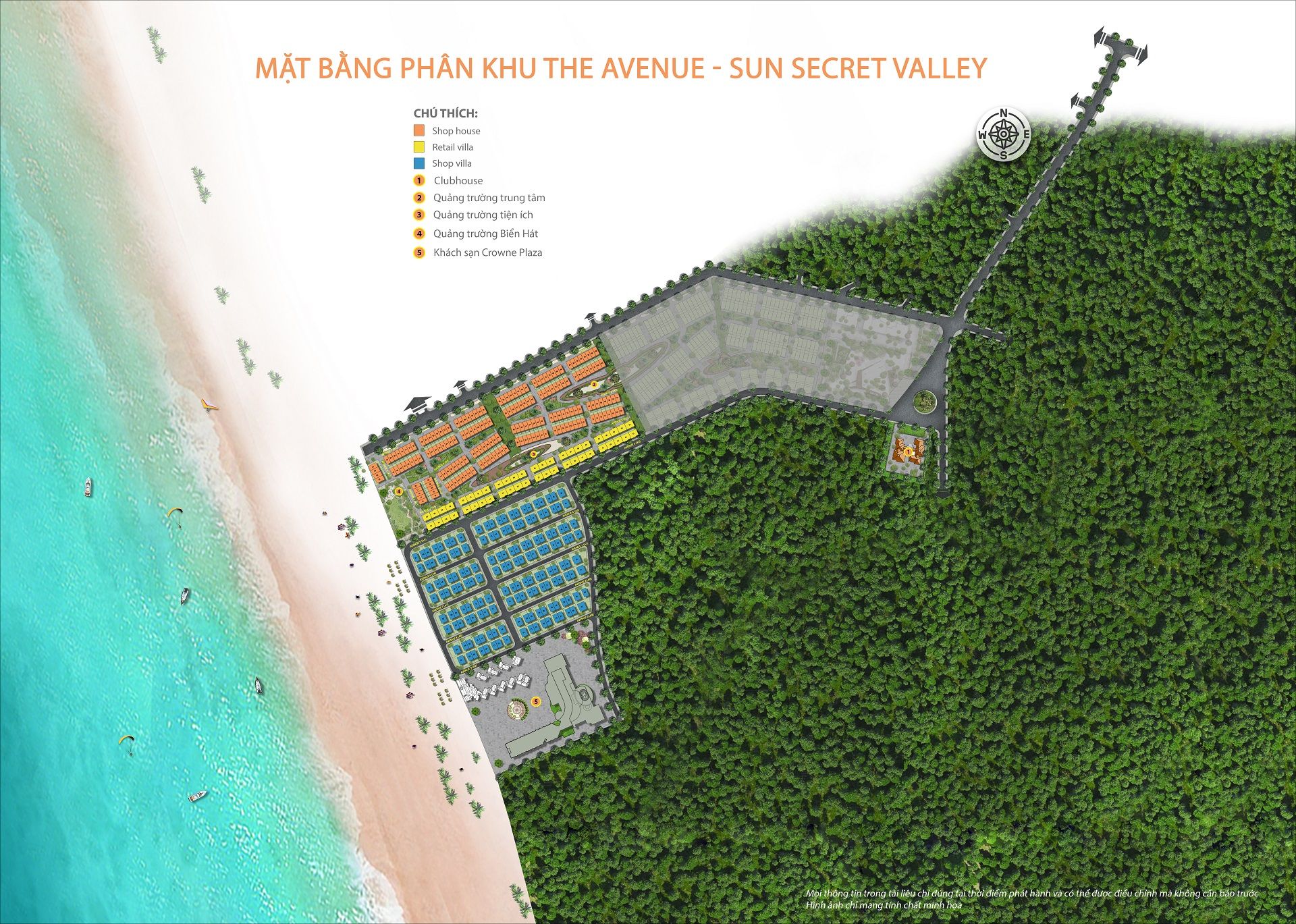 Mặt bằng mới phân khu The Avenue dự án Sun Secret Valley Phú Quốc giai đoạn 1