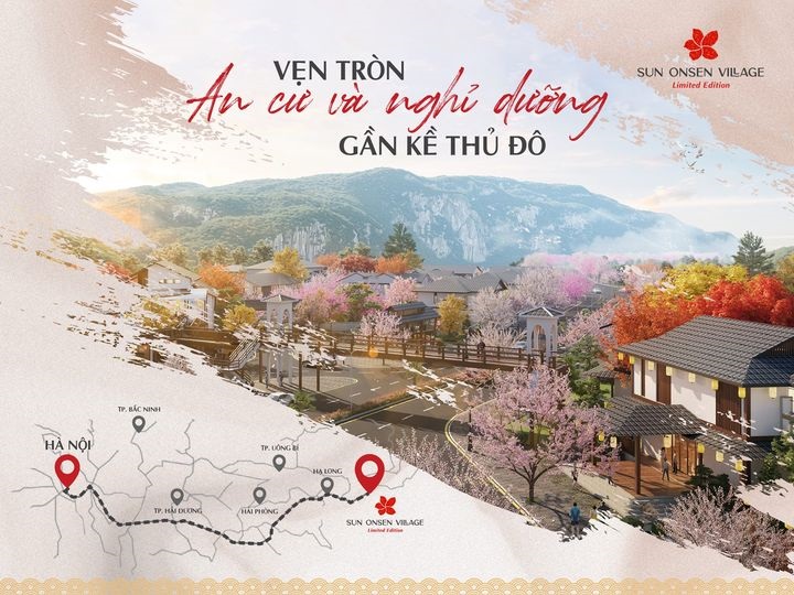 Tiện ích dự án Sun Onsen Village. Dự án có giá trị đẳng cấp và độc bản, đặc biệt còn mang phong cách của xứ sở mặt trời mọc Nhật Bản, tạo nên “thị trấn nghỉ dưỡng” mới mẻ và thu hút