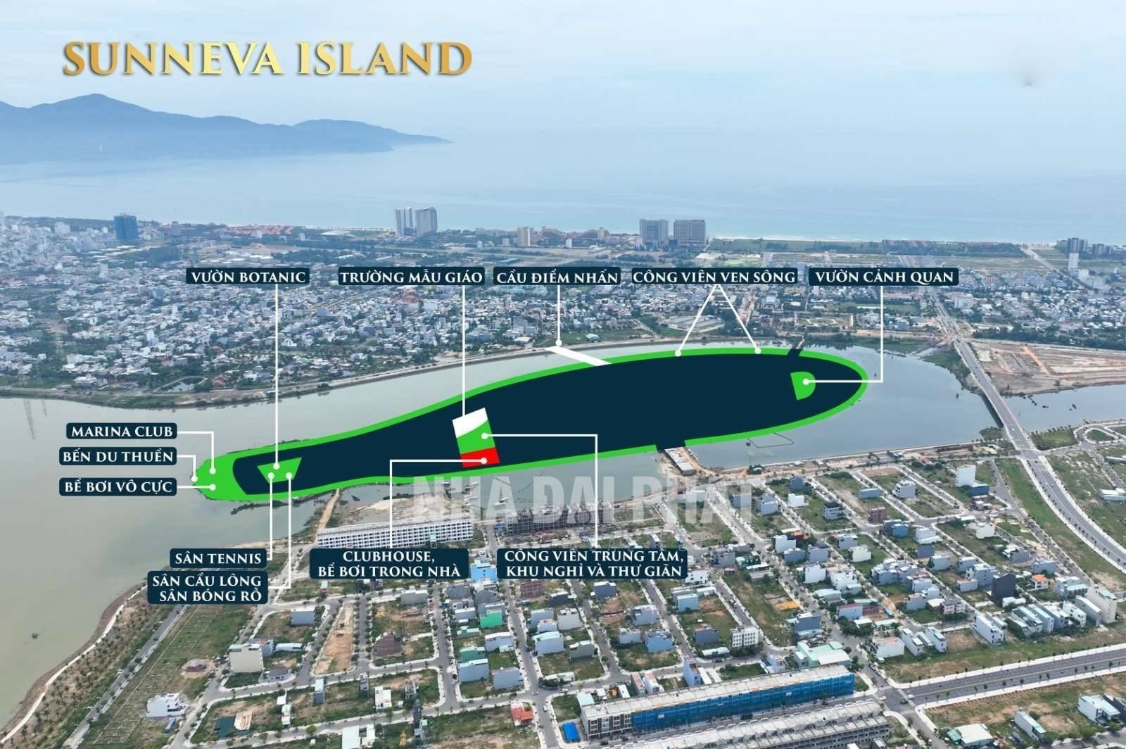 Vị trí tiện ích nội khu Suneva Island trên ảnh thực tế
